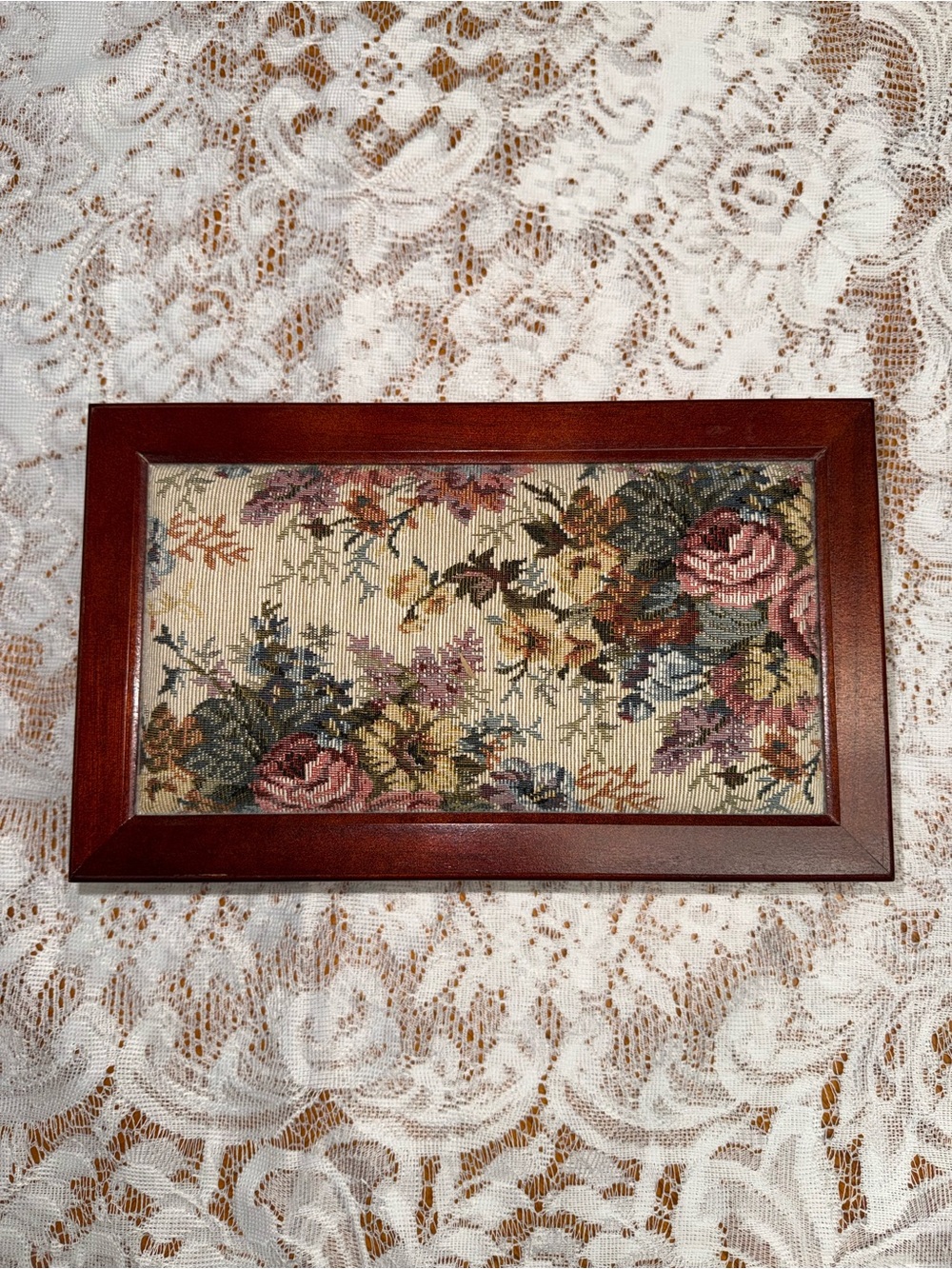 Vintage Floral Needlepoint Tapestry Jewelry Box